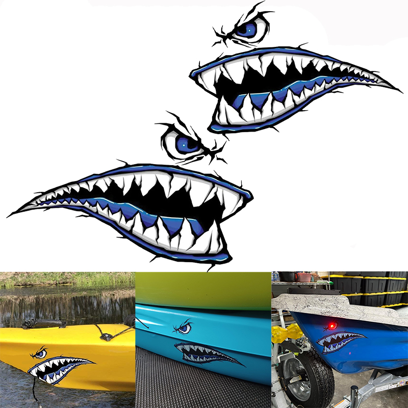 Fishing Kayak Sit On Top - 2 Buah Stiker Perahu Mulut Gigi
